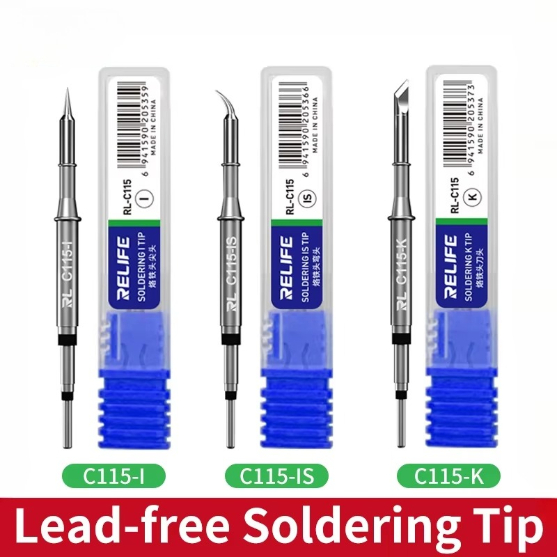 C115 Nano Soldering Iron Station - RELIFE C115-K/I/IS ナノレベルの汎用T115型ハンディはんだごて先端、C115シリーズはんだステーション用、先端が尖ったL字型刃。