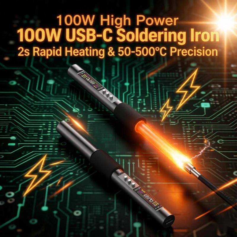 C210 Precision Soldering Station - 100W はんだごて、2秒で瞬時に加熱、精密な温度調整（50～500℃）。 ° CコントロールBGA、高出力、高速USB-Cインターフェース。電子機器修理用ツール。