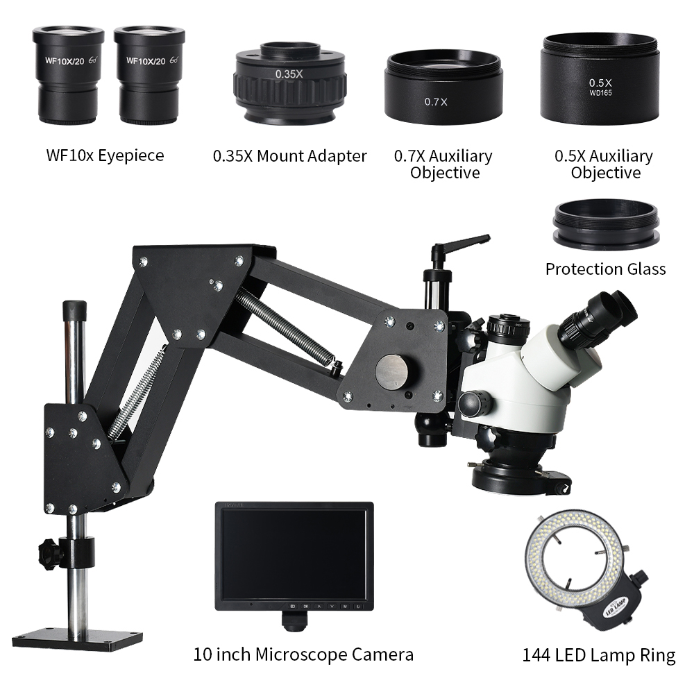 10インチ2K解像度LED照明 7倍-45倍ズーム ステレオ - Trinocular Stereo Microscope 7X-45X のレビューと価格
